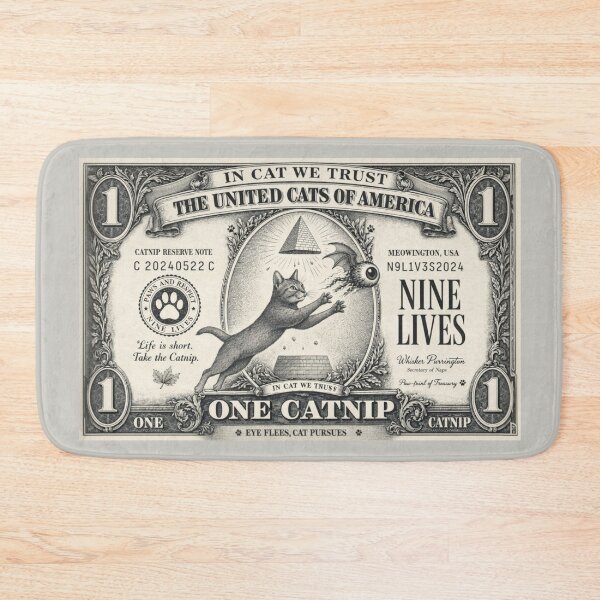Item preview, Catnip Dollar Bill Parody Vintage Cat Illustration designed and sold by SammyMorry.