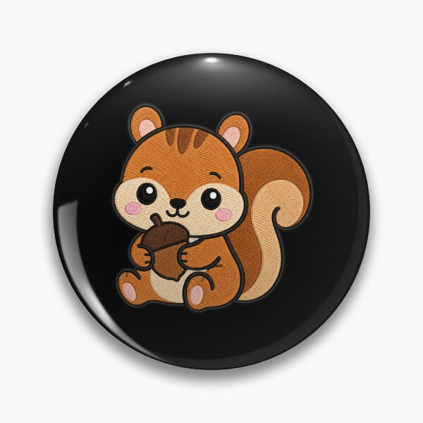 Item preview, Cute Kawaii Squirrel Holding Acorn – Fluffy Tail Squirrel | Minimal Embroidery Style designed and sold by ColorSplash123.