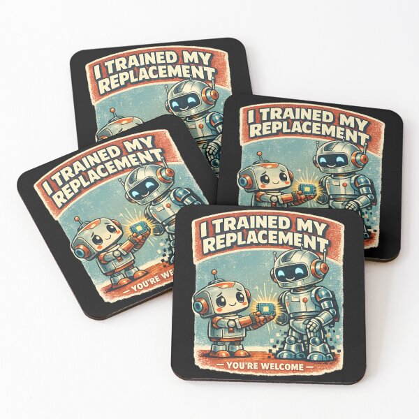 Item preview, I Trained My Replacement Funny Robot S – Retro AI Humor | Dark Tech Joke | Vintage Robot Design designed and sold by Rude Bot.