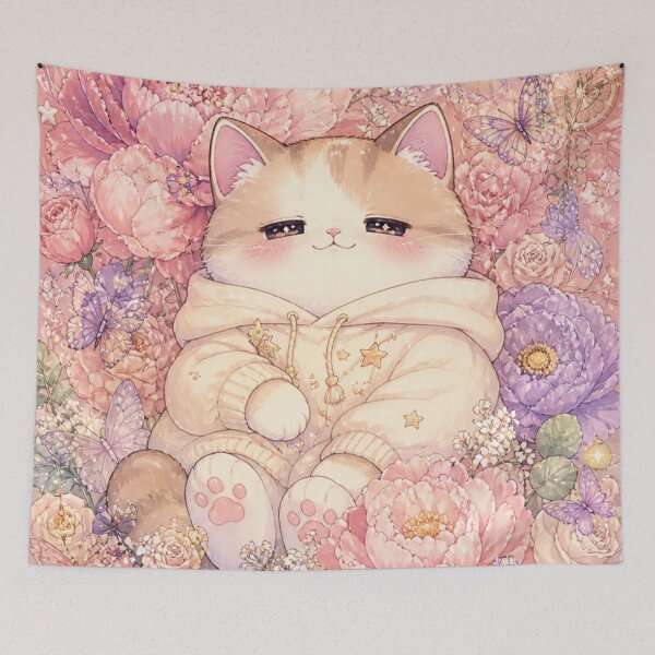 Item preview, Dreamy Kawaii Cat Phone Case | Pastel Floral Cottagecore Cat Design | Cute Aesthetic Full Wrap Case designed and sold by IconicDesignsXd.