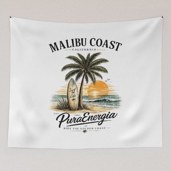 Item preview, Malibu Coast Surf T-Shirt – California Beach Palm Tree Design designed and sold by Puraenergia Stickers.