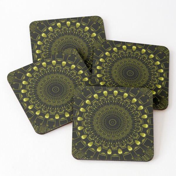 Item preview, Golden Circuit Mandala Mouse Pad designed and sold by IntelliMindDesigns.