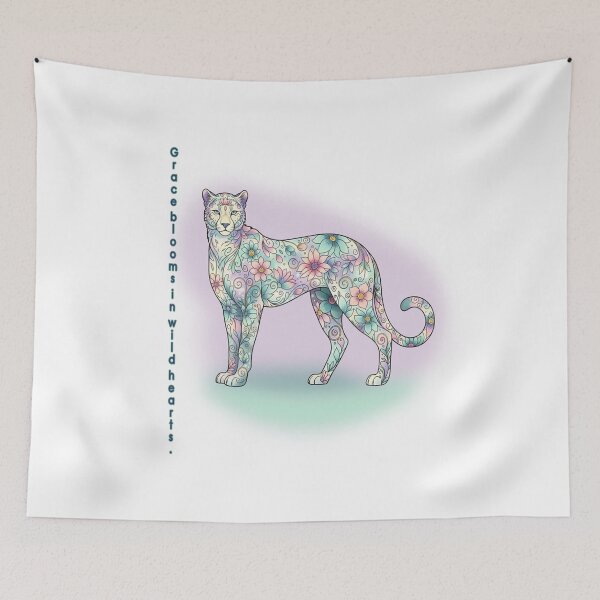 Item preview, Floral Panther Art Print – “Grace Blooms in Wild Hearts designed and sold by Herzbaumatelier.