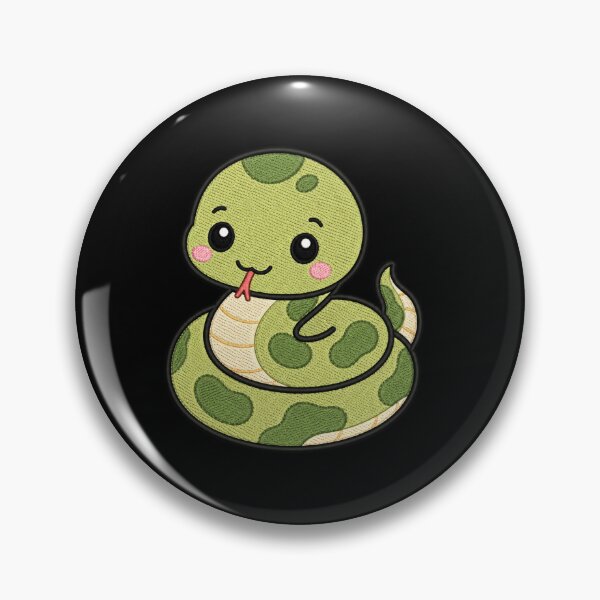 Item preview, Cute Kawaii Coiled Snake – Green Cartoon Snake | Minimal Embroidery Style designed and sold by ColorSplash123.