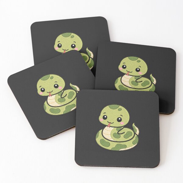 Item preview, Cute Kawaii Coiled Snake – Green Cartoon Snake | Minimal Embroidery Style designed and sold by ColorSplash123.