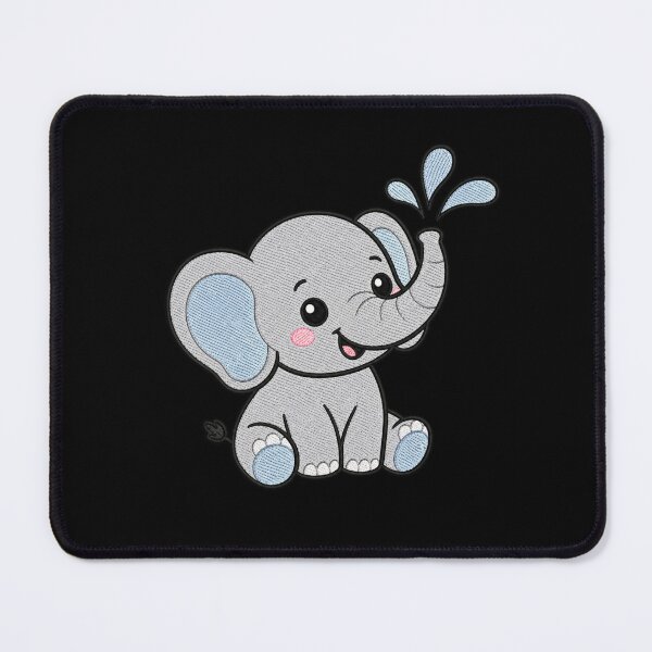 Item preview, Cute Kawaii Baby Elephant Spraying Water – Adorable Elephant | Minimal Embroidery Style designed and sold by ColorSplash123.