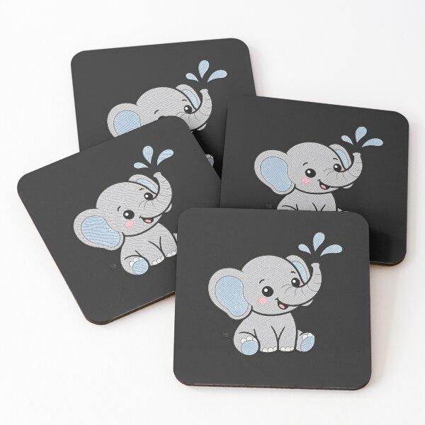 Item preview, Cute Kawaii Baby Elephant Spraying Water – Adorable Elephant | Minimal Embroidery Style designed and sold by ColorSplash123.