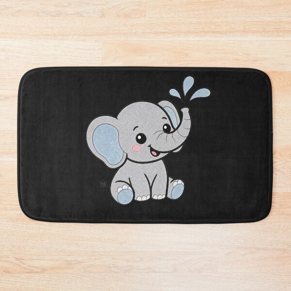 Item preview, Cute Kawaii Baby Elephant Spraying Water – Adorable Elephant | Minimal Embroidery Style designed and sold by ColorSplash123.