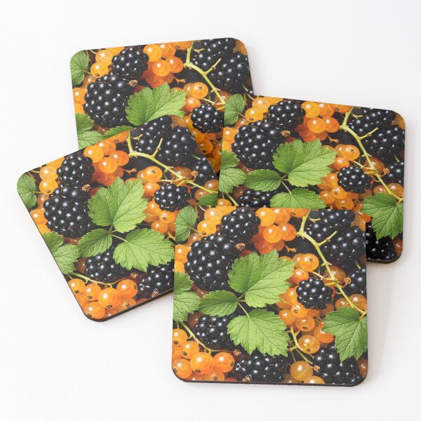 Item preview, Fresh Summer Berries Pattern – Blackberry and Golden Currant Botanical Print designed and sold by Kaleidoscope Print.