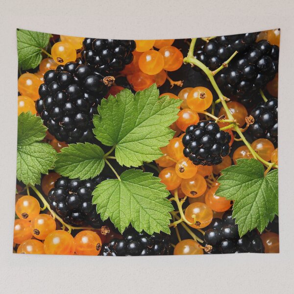 Item preview, Fresh Summer Berries Pattern – Blackberry and Golden Currant Botanical Print designed and sold by Kaleidoscope Print.