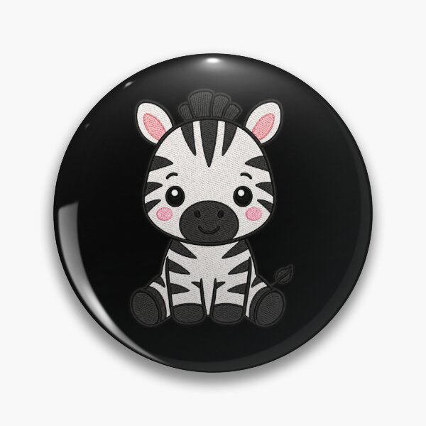 Artikelvorschau, Niedliches Kawaii-Zebra im Sitzen – Schwarz-weißes Cartoon-Zebra | Minimalistischer Stickstil entworfen und verkauft von ColorSplash123.