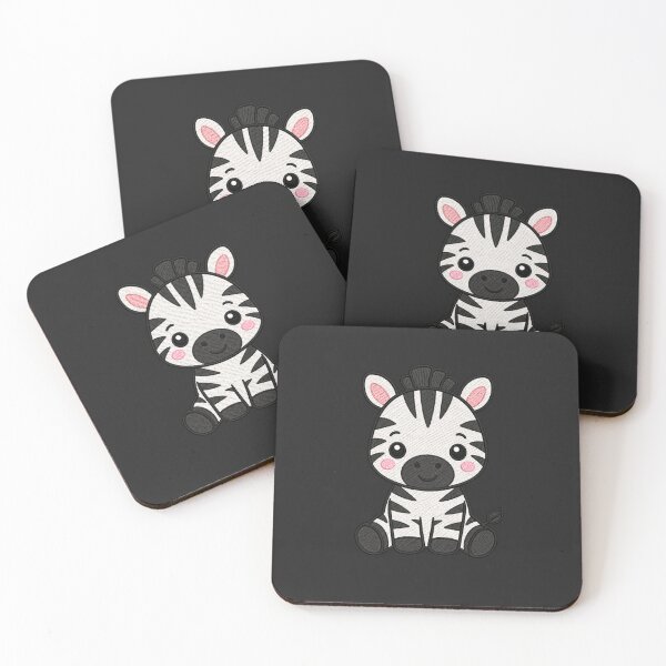Item preview, Cute Kawaii Zebra Sitting – Black White Cartoon Zebra | Minimal Embroidery Style designed and sold by ColorSplash123.