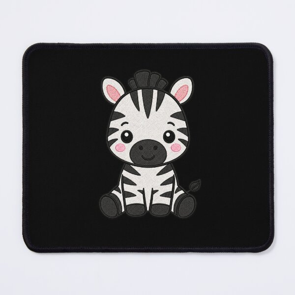 Item preview, Cute Kawaii Zebra Sitting – Black White Cartoon Zebra | Minimal Embroidery Style designed and sold by ColorSplash123.