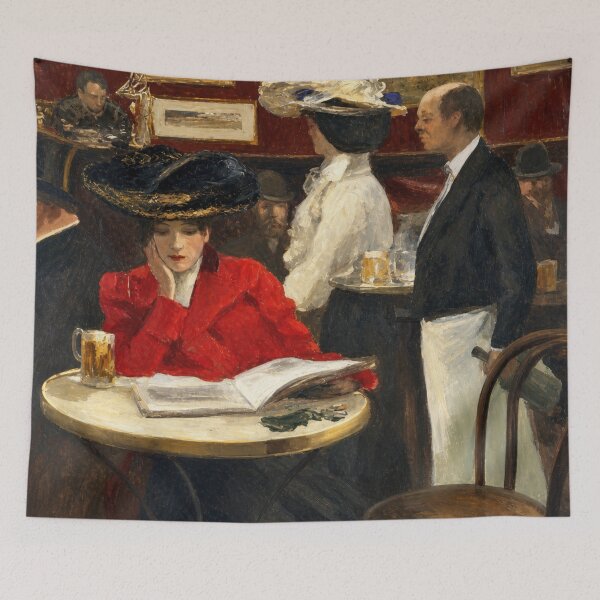 Item preview, Impressionist Painting Vintage Paris Café Scene for Art Lovers designed and sold by RickE.