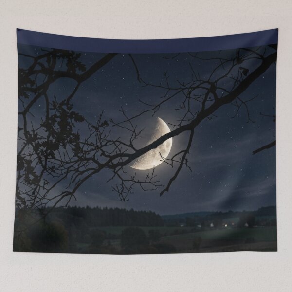 Item preview, Moon partially hidden behind a branch designed and sold by Malisa345.