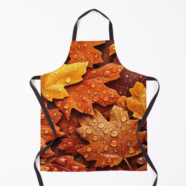 Item preview, Autumn Maple Leaves Pattern – Golden Fall Foliage with Water Drops Print designed and sold by Kaleidoscope Print.