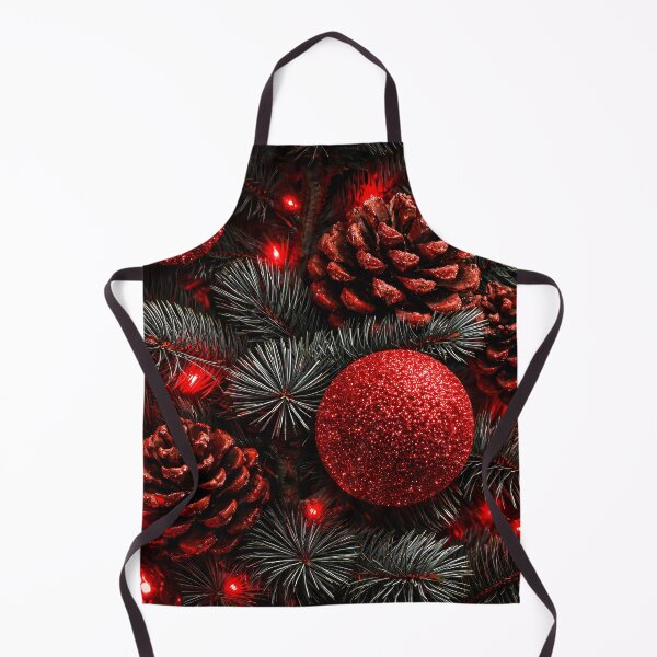 Item preview, Red Christmas Ornaments and Pine Cones – Elegant Holiday Evergreen Print designed and sold by Kaleidoscope Print.