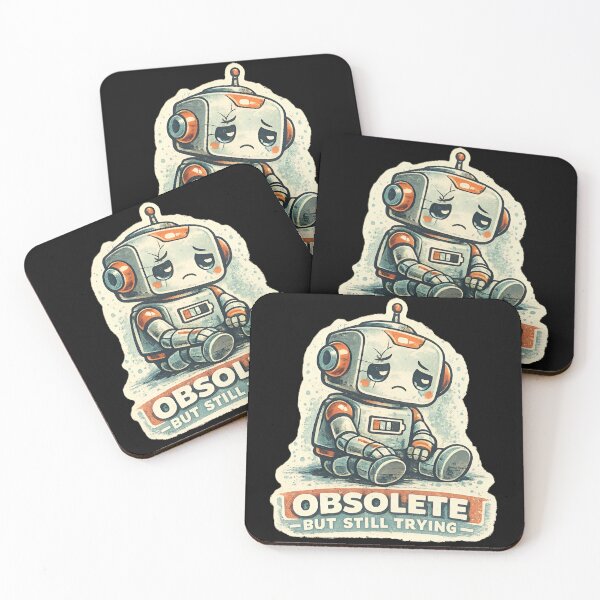 Item preview, Obsolete But Still Trying Cute Robot Shi – Funny Retro AI Humor, Sad Kawaii Robot, Burnout Tech Design designed and sold by Rude Bot.