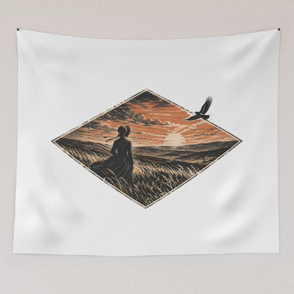 Item preview, Jane Eyre Moors Landscape Engraving Style Art designed and sold by Fenay Designs.