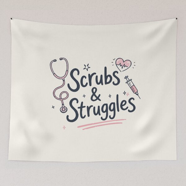 Artikelvorschau, Scrubs & Struggles — Lustiges Geschenk für Krankenschwestern entworfen und verkauft von KiwyStudio.