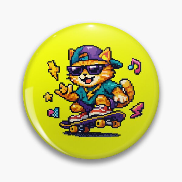 Item preview, retro pixel cat on a skateboard designed and sold by Troll Art & Delete.