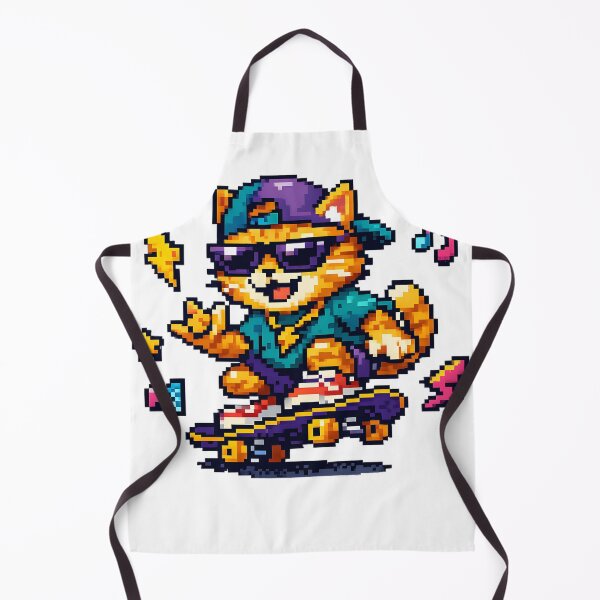 Item preview, retro pixel cat on a skateboard designed and sold by Troll Art & Delete.