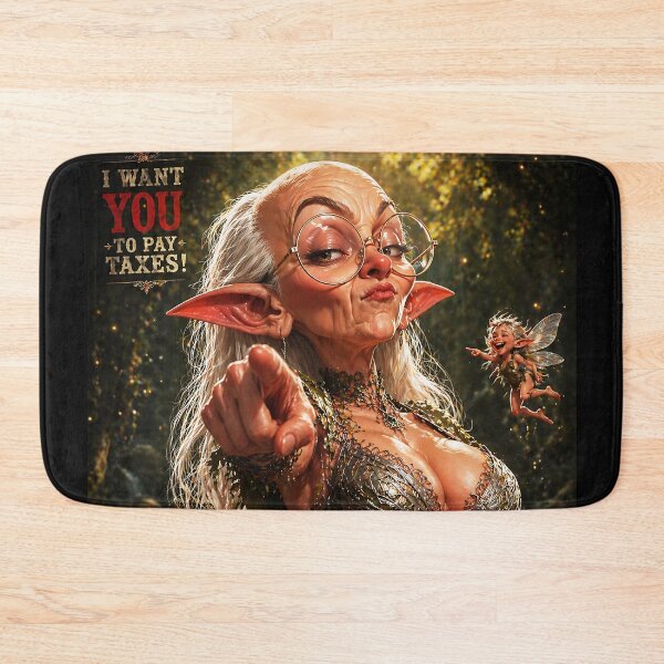 Item preview, Funny Elf Grandma Pointing – “I Want You to Pay Taxes” – Fantasy Meme Art Poster designed and sold by thor81pl.
