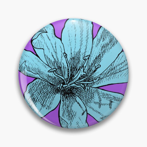 Item preview, Black & white ~blue~ flower on a bright purple background designed and sold by levivianne.