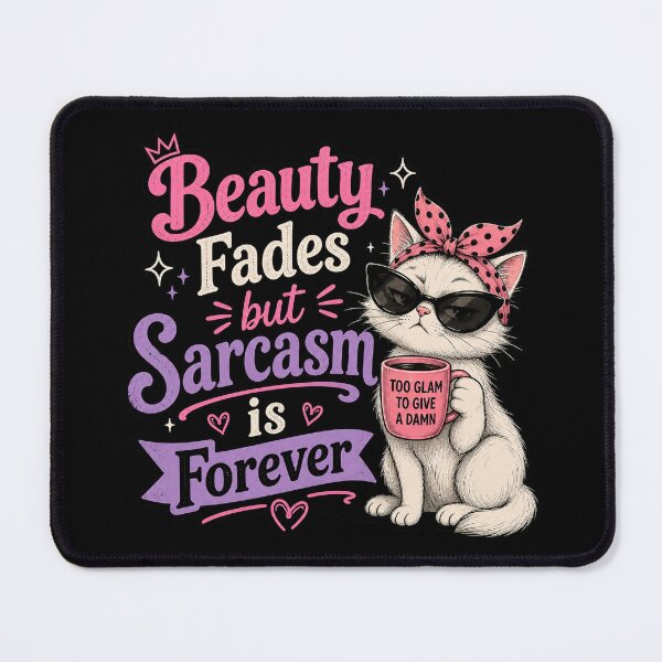 Item preview, Beauty Fades But Sarcasm Is Forever Cat designed and sold by Forged in the Warp.