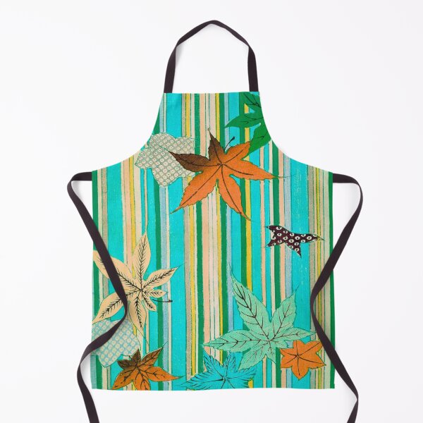 Item preview, Momiji II — Japanese Autumn Maple Leaves on Teal Stripe designed and sold by LouDSarG.