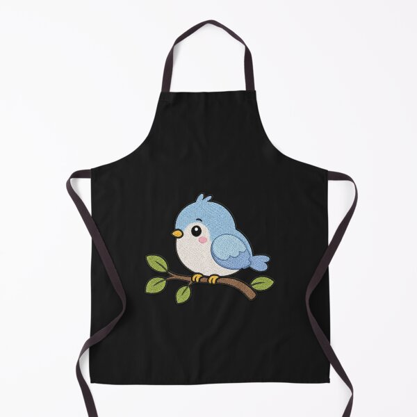 Item preview, Cute Kawaii Tiny Bird Perched – Pastel Blue Bird on Branch | Minimal Embroidery Style designed and sold by ColorSplash123.