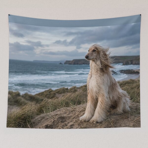 Item preview, Long-haired dog sitting in the wind. designed and sold by Malisa345.