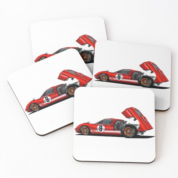 Item preview, Exclusive drawing legendary racing american red retro sport car GT40 Mk I Coupe 4.7L V8 Cobra Engine designed and sold by Cars23.