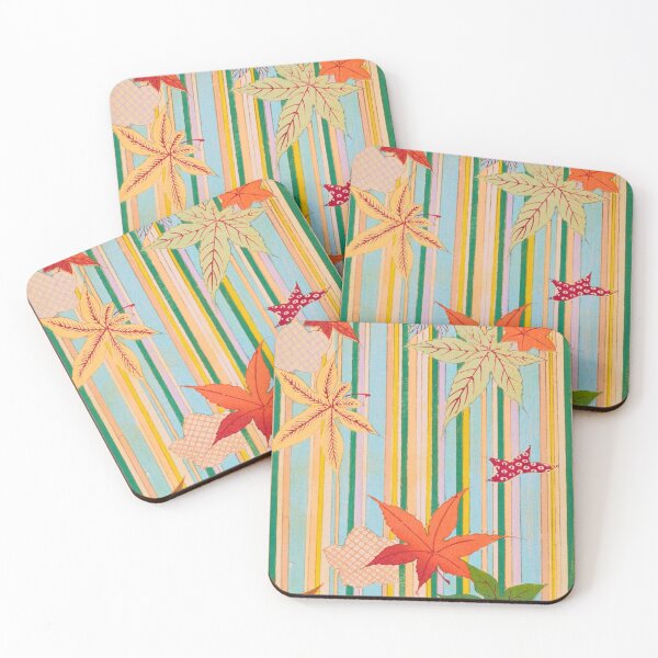 Item preview, Momiji III — Japanese Autumn Maple Leaves Pastel Stripe designed and sold by LouDSarG.