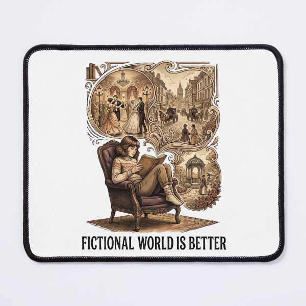 Item preview, Fictional World is Better Vintage Book Lover Victorian Aesthetic Illustration designed and sold by urbinet.