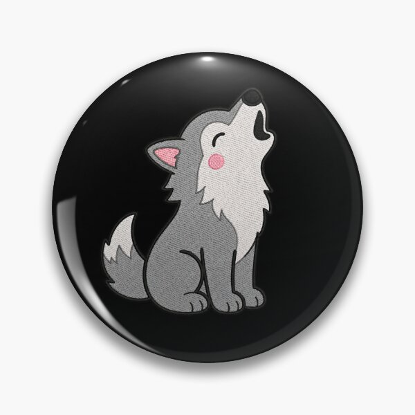 Item preview, Cute Kawaii Howling Wolf – Grey Cartoon Wolf | Minimal Embroidery Style designed and sold by ColorSplash123.