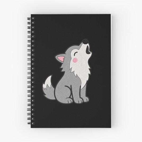 Item preview, Cute Kawaii Howling Wolf – Grey Cartoon Wolf | Minimal Embroidery Style designed and sold by ColorSplash123.
