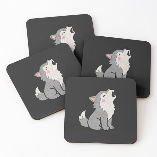 Item preview, Cute Kawaii Howling Wolf – Grey Cartoon Wolf | Minimal Embroidery Style designed and sold by ColorSplash123.