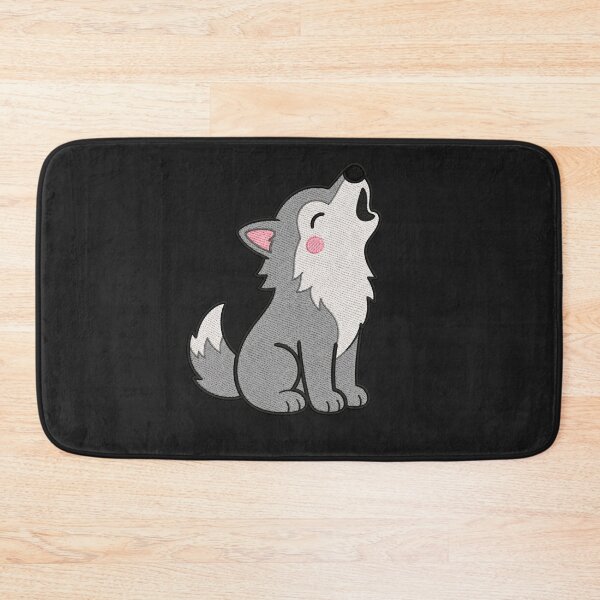 Item preview, Cute Kawaii Howling Wolf – Grey Cartoon Wolf | Minimal Embroidery Style designed and sold by ColorSplash123.