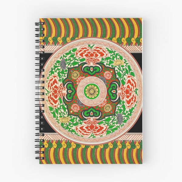 Item preview,  Mu Dan — Chinese Peony Medallion on Black with Wave Border designed and sold by LouDSarG.