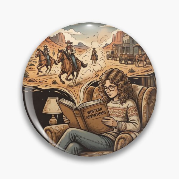 Item preview, Vintage Book Lover Illustration Fictional World is Better Retro Western Aesthetic designed and sold by urbinet.