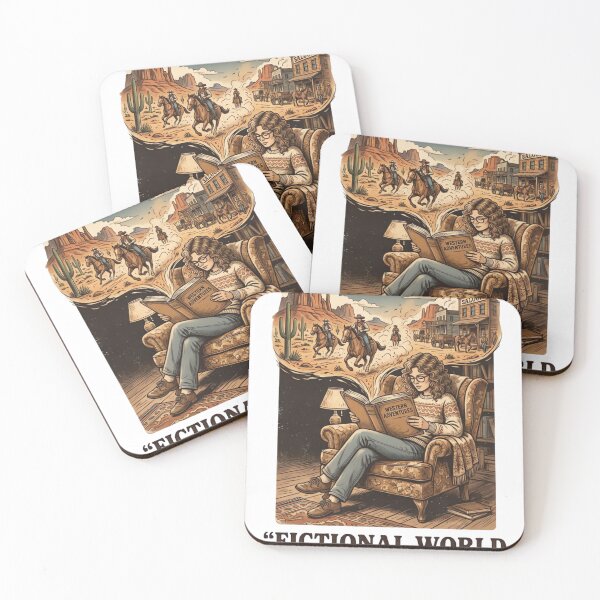 Item preview, Vintage Book Lover Illustration Fictional World is Better Retro Western Aesthetic designed and sold by urbinet.