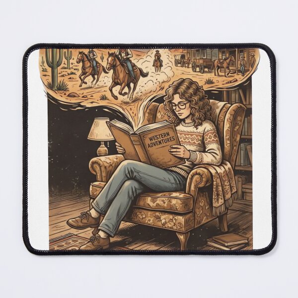 Item preview, Vintage Book Lover Illustration Fictional World is Better Retro Western Aesthetic designed and sold by urbinet.