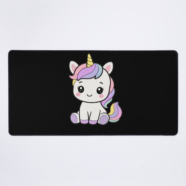 Item preview, Cute Kawaii Baby Unicorn Sitting – Pastel Rainbow Unicorn | Minimal Embroidery Style designed and sold by ColorSplash123.