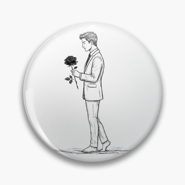 Item preview, Minimalist Barefoot Man in Suit with Black Rose Sketch T-Shirt designed and sold by MerchlyMike.