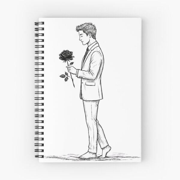 Item preview, Minimalist Barefoot Man in Suit with Black Rose Sketch T-Shirt designed and sold by MerchlyMike.