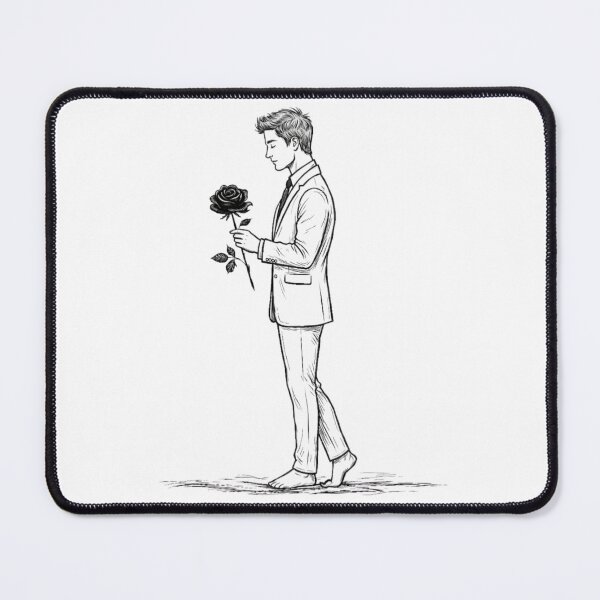 Item preview, Minimalist Barefoot Man in Suit with Black Rose Sketch T-Shirt designed and sold by MerchlyMike.