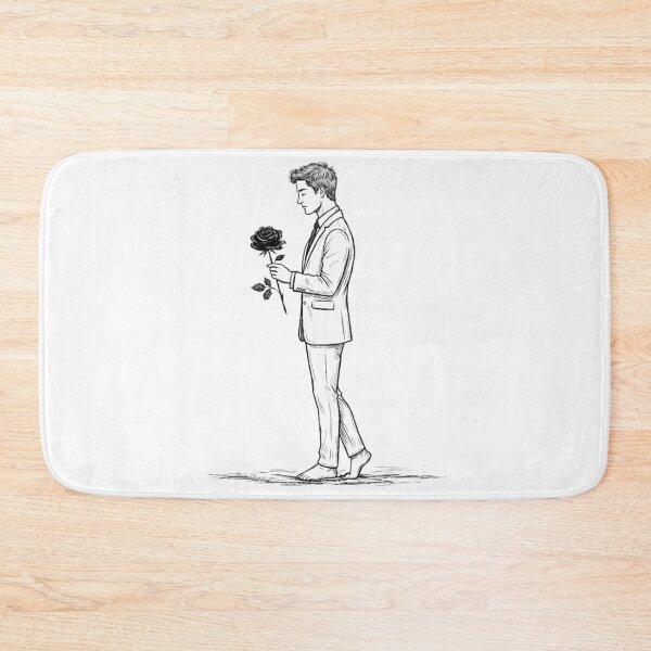 Item preview, Minimalist Barefoot Man in Suit with Black Rose Sketch T-Shirt designed and sold by MerchlyMike.