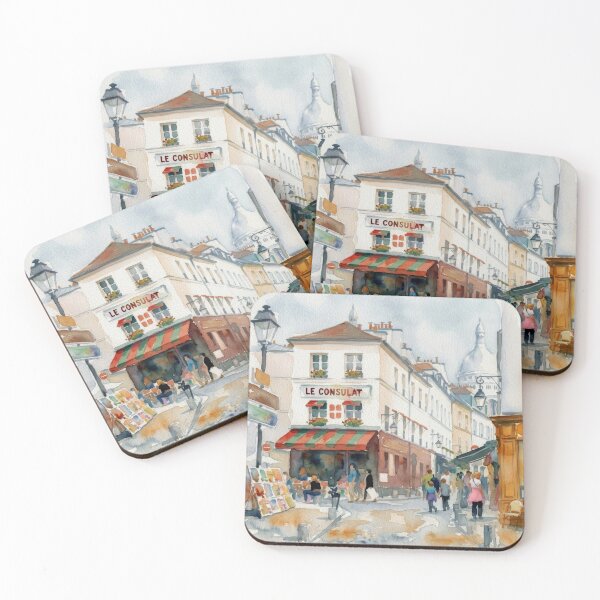 Item preview, Visiting Montmartre - Paris Watercolor Painting designed and sold by caracatita75.
