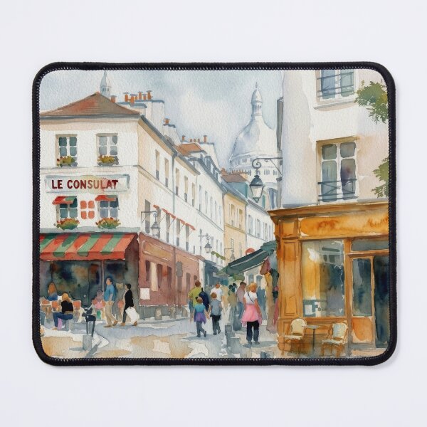 Item preview, Visiting Montmartre - Paris Watercolor Painting designed and sold by caracatita75.